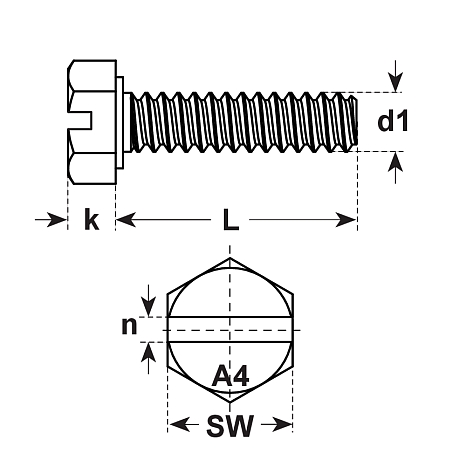 Vis à tête 6-pans avec fente INOX A4 DIN 933 [SimilarCatItems.CatItem.ArtName2]