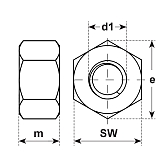 Écrous hexagonaux 1d Laiton clair UNI 5587