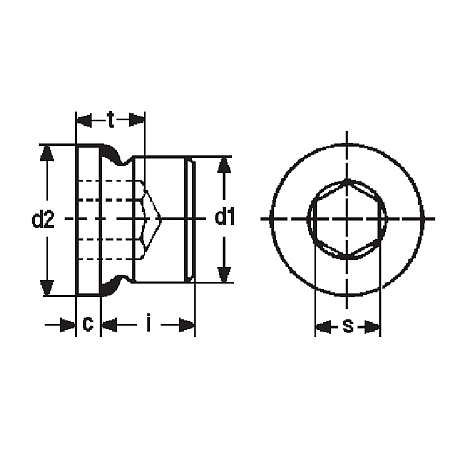 Verschluss-Schrauben I-6-Kt. Stahl blank DIN 908
