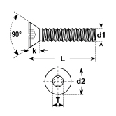 Vis à tête fraisée 90° TX INOX A4 DIN 965 