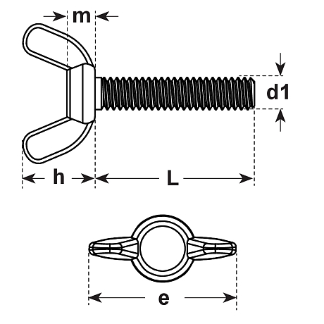 Vis à ailettes INOX A2 ~DIN 316 (forme américaine)