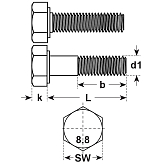 Sechskantschrauben Stahl sw UNF 8.8 