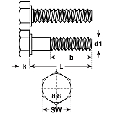 Sechskantschrauben Stahl vz UNC 8.8 