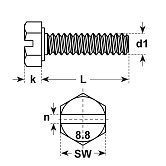 Sechskantschrauben Schli. Stahl vz DIN 933 8.8 