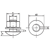 Vis à tête demi-ronde pour glissière avec écrou qu