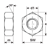 Sechskantmuttern 0,8 d Stahl vz DIN 934 10 