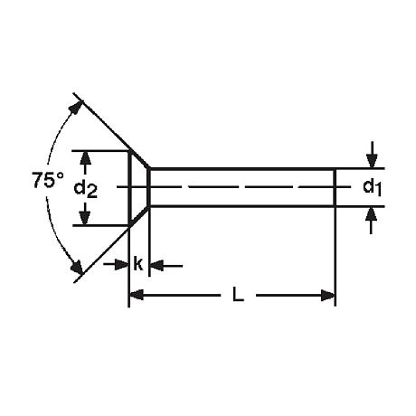 Rivets à tête fraisée 75° aluminium DIN 661