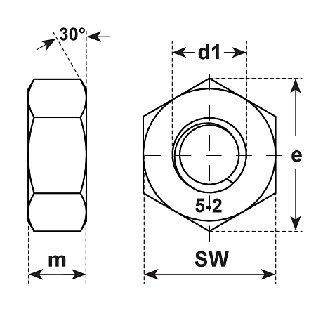 Sechskantmuttern Stahl gelb ISO 4032 5-2