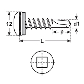 Linsen-Bohrschrauben E-X BR RS I-4-kt. INOX A2