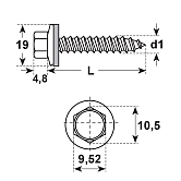 Fassadenschrauben 6-kt E-X A 19mm INOX A2