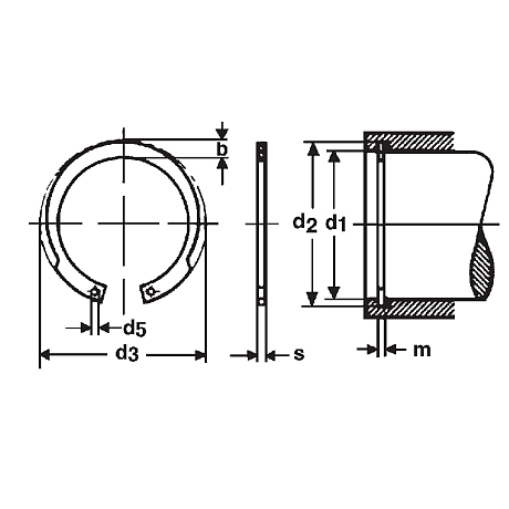 Circlips JV acier à ressort phosphaté