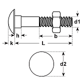 Boulon à bois tête bombée + écrou acier ZB DIN 603