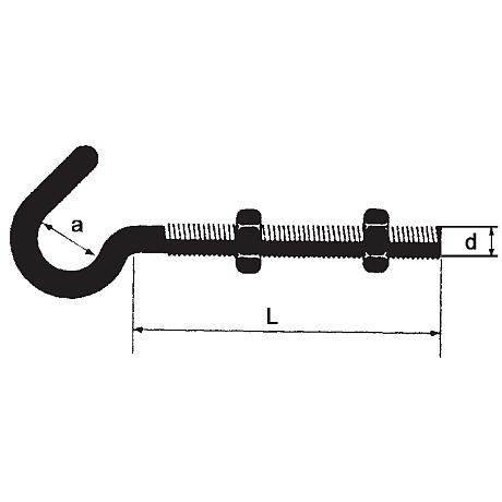 Waschseilhaken mit Metallgewinde + 2 Muttern vz