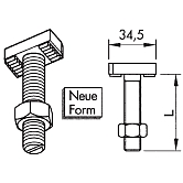 Hammerkopfschrauben Zahnung 41/22 Muttern INOX A4 