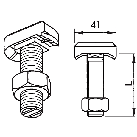 Vis à tête dentée + écrou pour rail 50/30 8.8 ZB [SimilarCatItems.CatItem.ArtName2]
