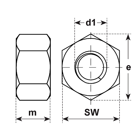 Écrous hexagonaux 1d INOX A2 VSM 13756 UNI 5587 [SimilarCatItems.CatItem.ArtName2]