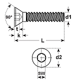 Senkschrauben 90° I-6-Kt. Stahl sw DIN 7991 10.9