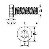 Vis tête cylindrique 6 lobes INOX A2 ISO 14580 