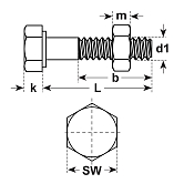 Bullone esagonale acciaio ZB DIN 601 3.6/4.6 
