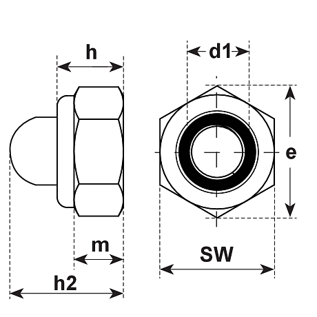 Sicherungs-Hutmuttern Poly-Stop vz DIN 986 6/8 [SimilarCatItems.CatItem.ArtName2]