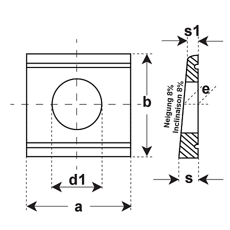 Ranelle quadrate acciaio 100 HV ZF DIN 434 [SimilarCatItems.CatItem.ArtName2]