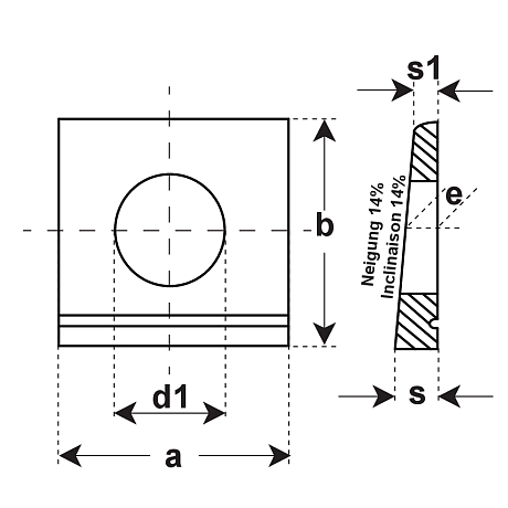 Ranelle quadrate acciaio 100 HV ZF DIN 434 [SimilarCatItems.CatItem.ArtName2]