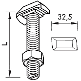 Hakenkopfschrauben 8.8 40/22 Muttern vz 