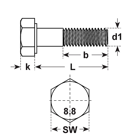 Sechskantschrauben Stahl vz DIN 960 MF 8.8 [LastViewedItems.CatItem.ArtName2]