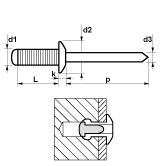 Rivetti a strappo MFX 1601 tondi piatta scanalati allu/acc